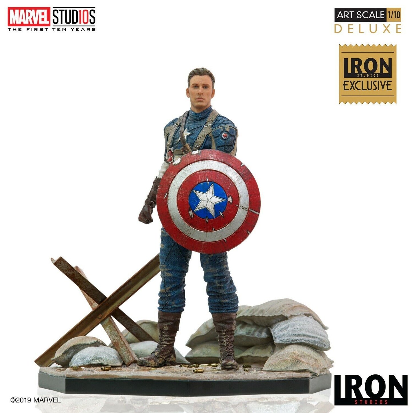 (Figura de Exhibición) Capitan America Deluxe 10th Aniversario Art Scale 1/10