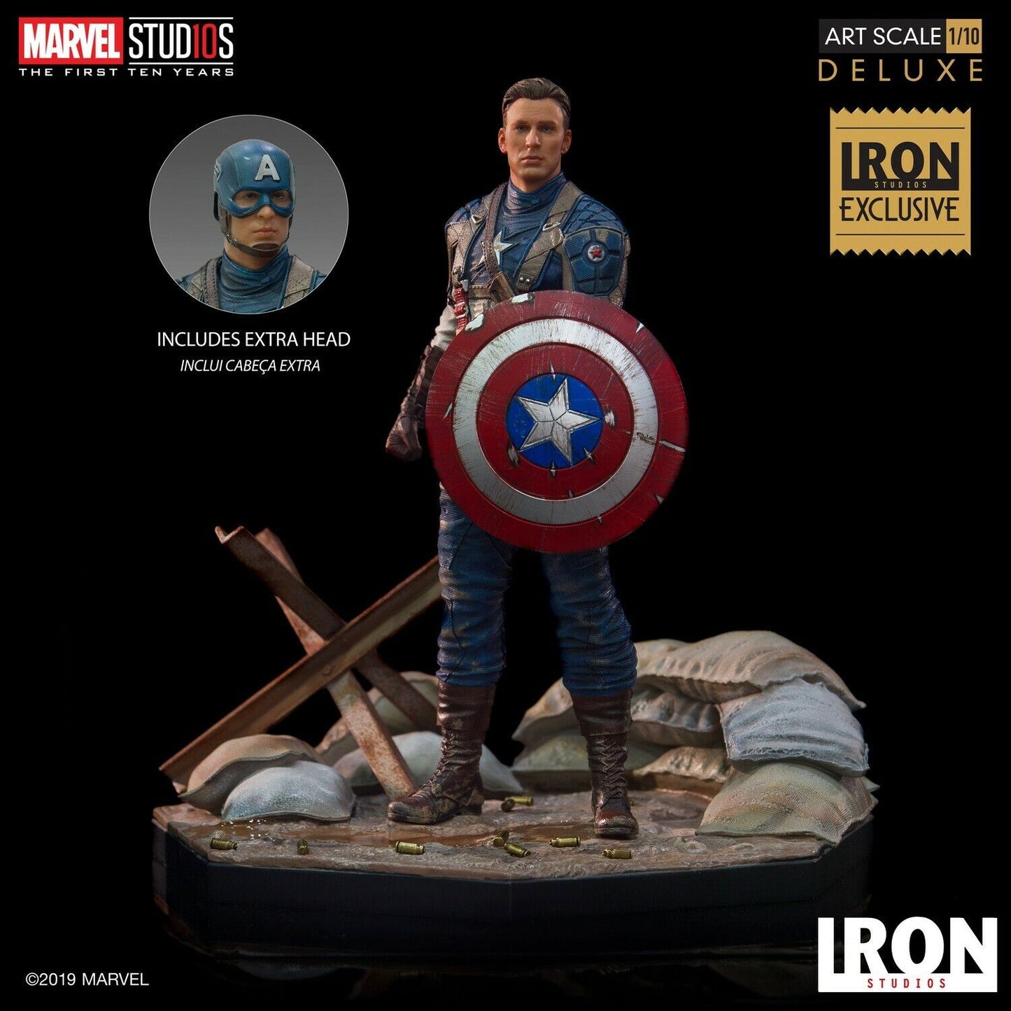 (Figura de Exhibición) Capitan America Deluxe 10th Aniversario Art Scale 1/10